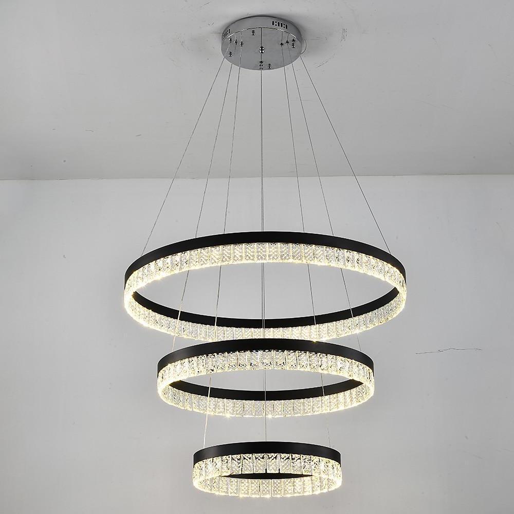 3-Tier Circles LED Crystal Modern Chandelier