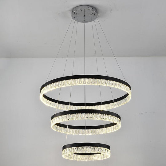 3-Tier Circles LED Crystal Modern Chandelier