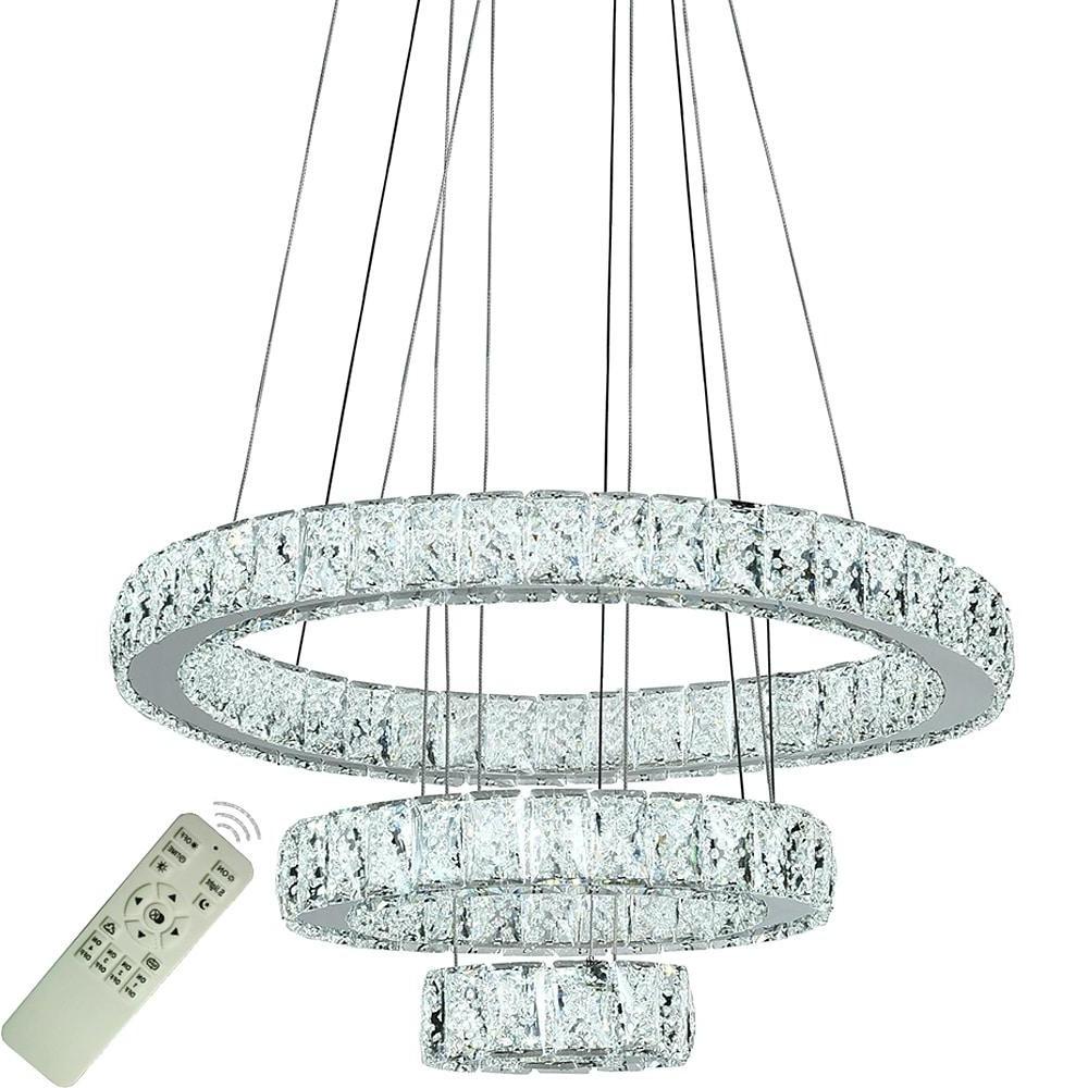 Modern 3-Tier Circles Suspended Crystal LED Chandelier