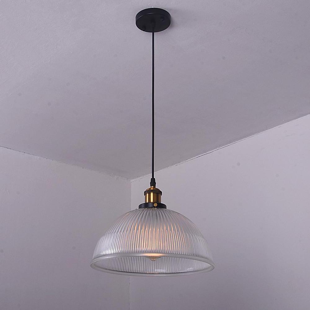 Electroplated Metal Glass Bowl-Shaped LED Vintage Pendant Light