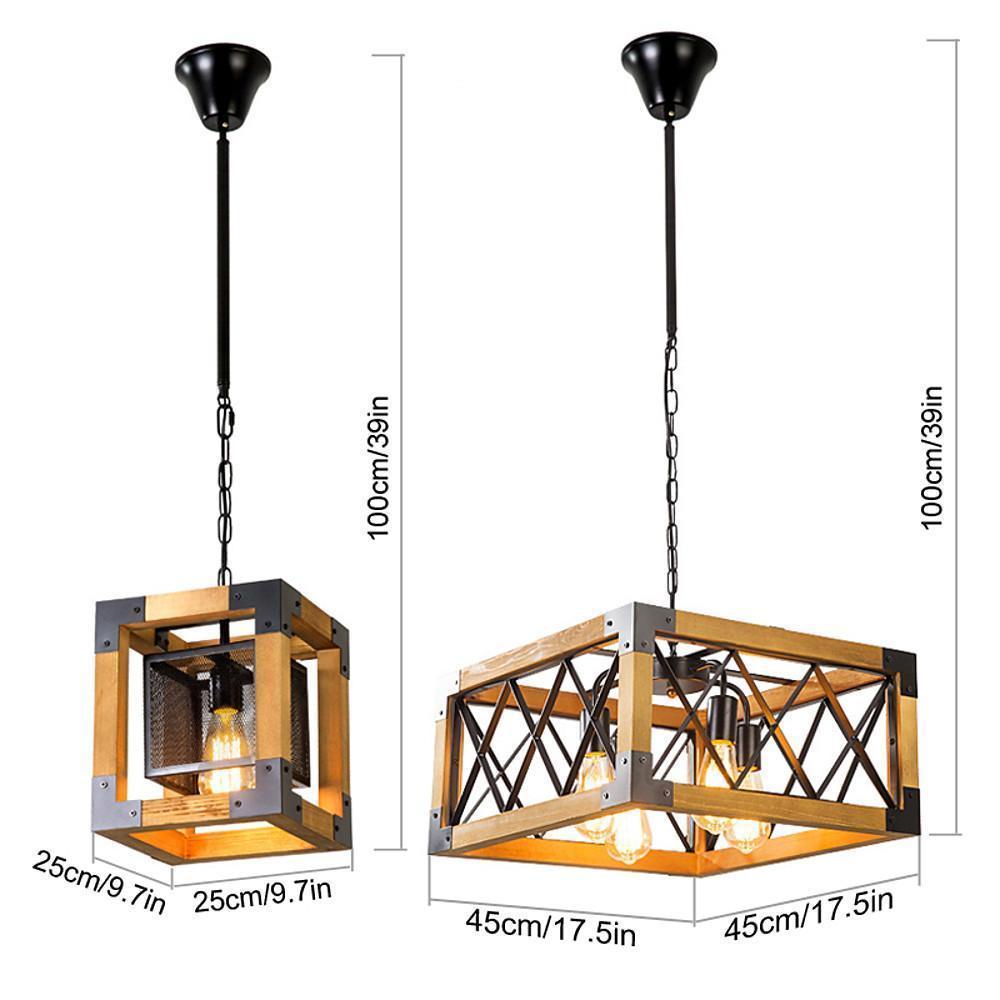 Rustic Industrial Linear Wood & Metal Chandelier