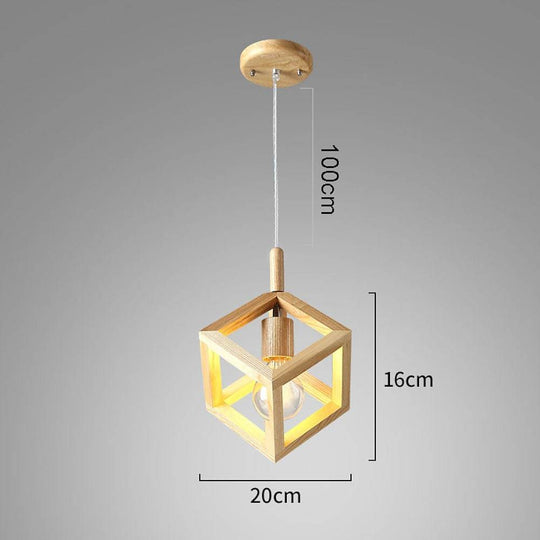 Adjustable Wood Square LED Modern Pendant Light
