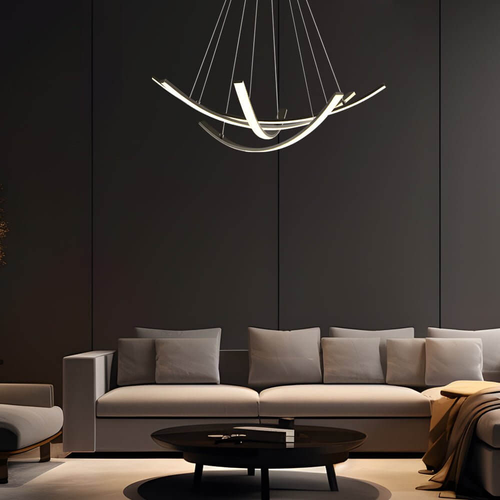 Curved Copper Strip Full-Spectrum LED Pendant Light