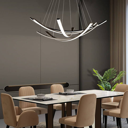 Curved Copper Strip Full-Spectrum LED Pendant Light