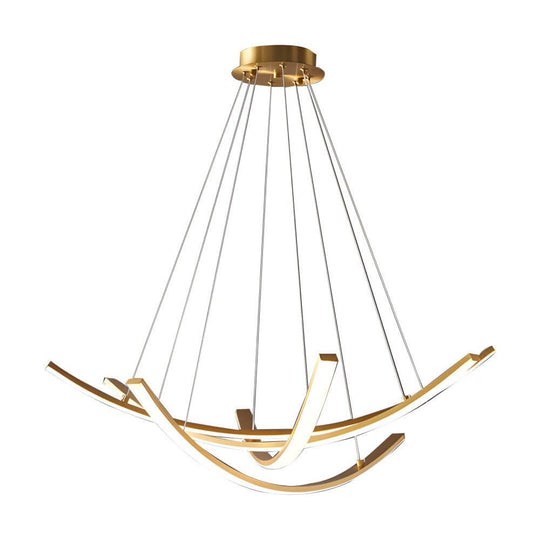 Curved Copper Strip Full-Spectrum LED Pendant Light