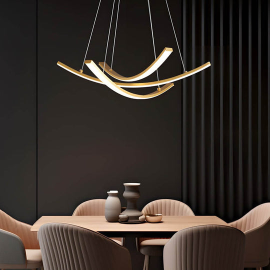 Curved Copper Strip Full-Spectrum LED Pendant Light