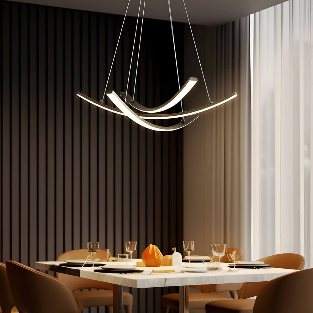 Curved Copper Strip Full-Spectrum LED Pendant Light