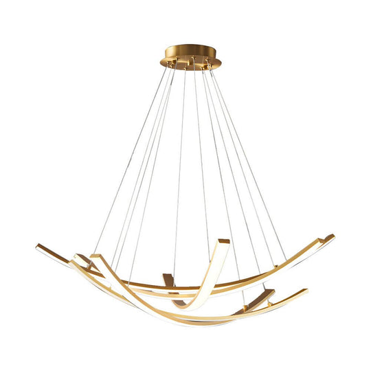 Curved Copper Strip Full-Spectrum LED Pendant Light