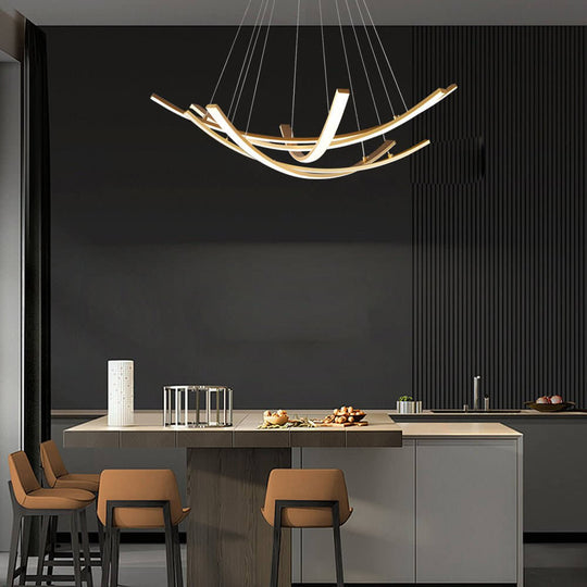 Curved Copper Strip Full-Spectrum LED Pendant Light