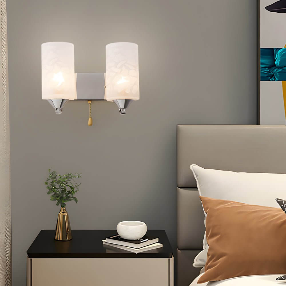 Elegant Cylindrical Double-Headed Glass Wall Sconce