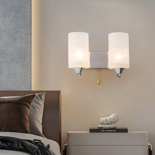 Elegant Cylindrical Double-Headed Glass Wall Sconce