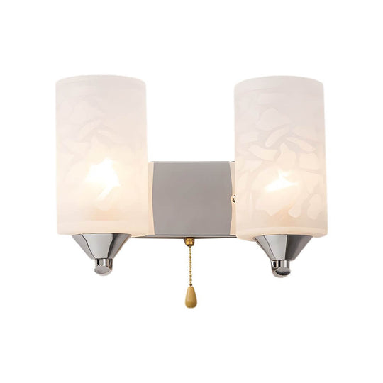 Elegant Cylindrical Double-Headed Glass Wall Sconce