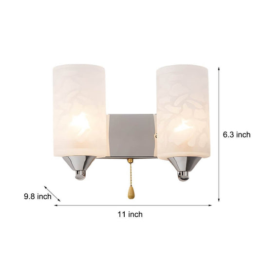 Elegant Cylindrical Double-Headed Glass Wall Sconce