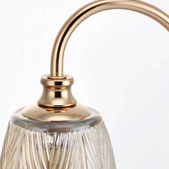 Elegant Floral Glass Desk Lamp with Cup-Holder Base