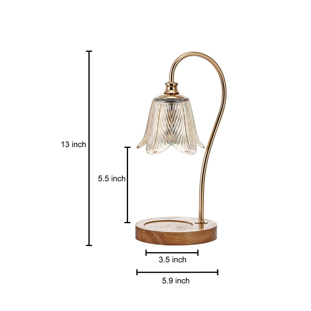 Elegant Floral Glass Desk Lamp with Cup-Holder Base