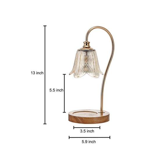 Elegant Floral Glass Desk Lamp with Cup-Holder Base