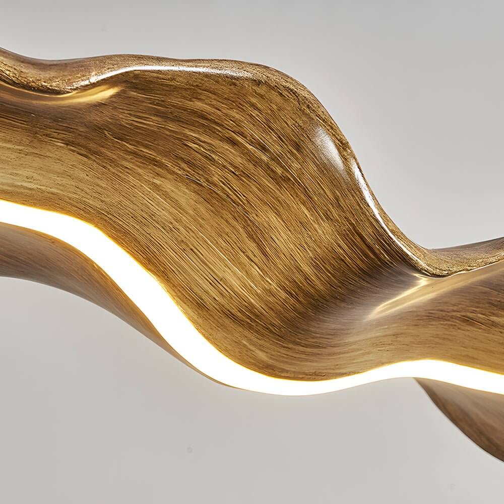 Japanese Retro Wave Wood Grain LED Pendant Light