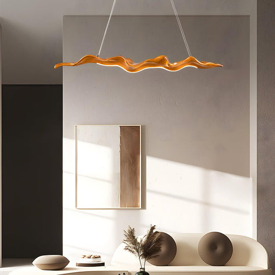 Japanese Retro Wave Wood Grain LED Pendant Light