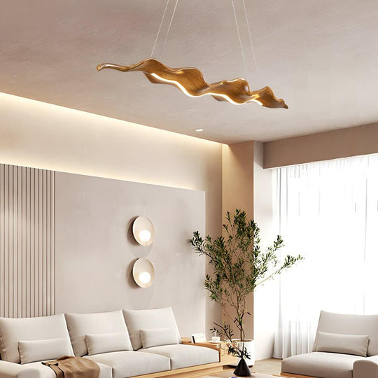 Japanese Retro Wave Wood Grain LED Pendant Light