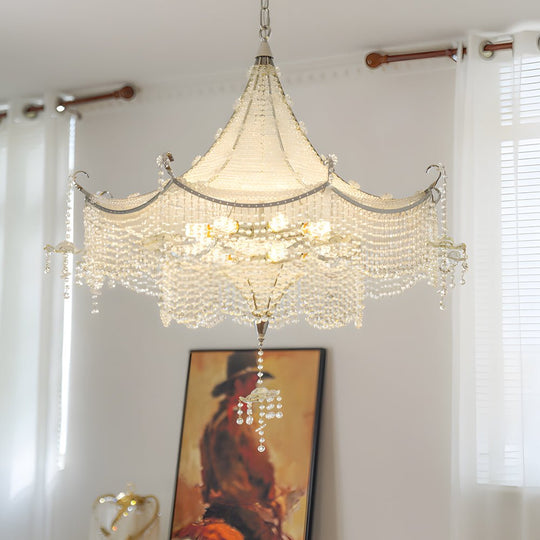 Elegant Pagoda Crystal Chandelier with LED 3-Step Dimming