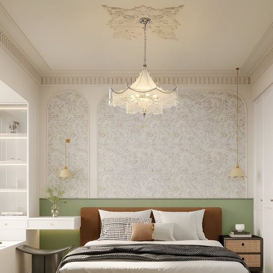 Elegant Pagoda Crystal Chandelier with LED 3-Step Dimming