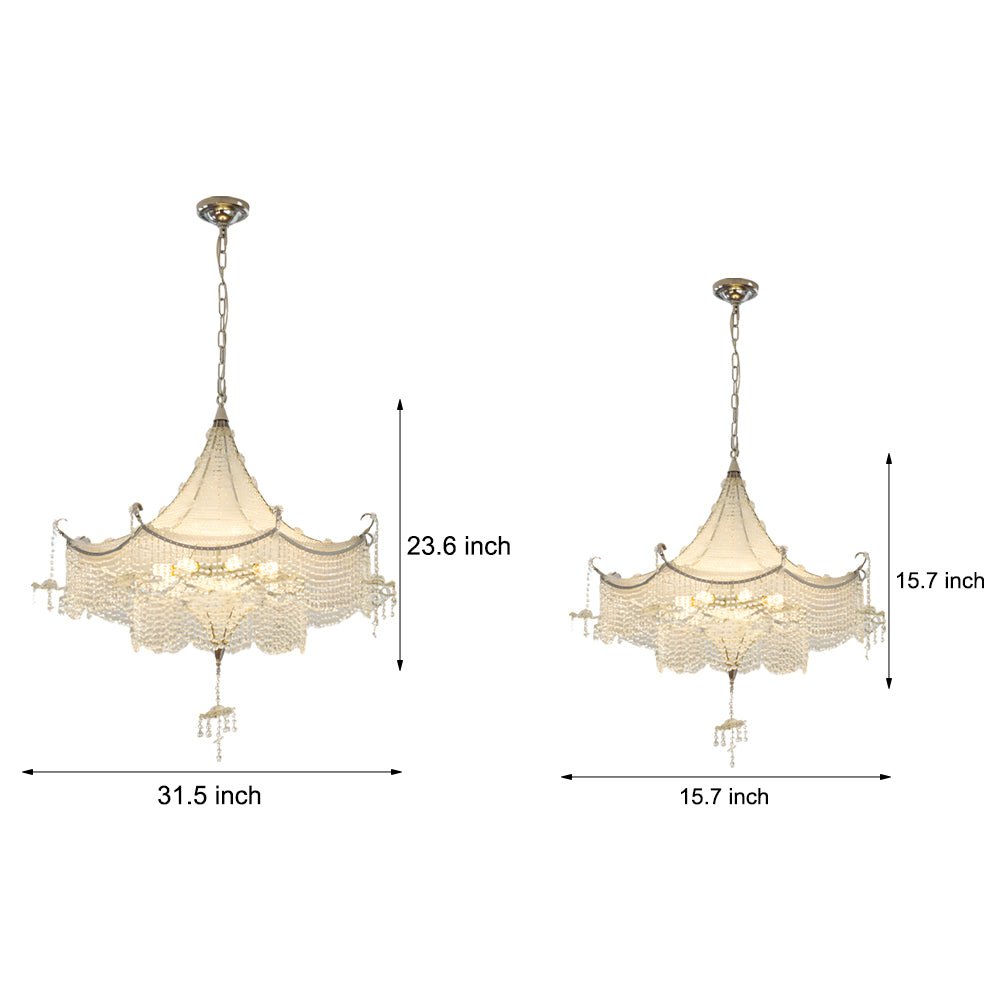 Elegant Pagoda Crystal Chandelier with LED 3-Step Dimming