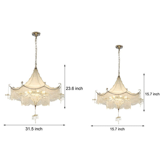 Elegant Pagoda Crystal Chandelier with LED 3-Step Dimming