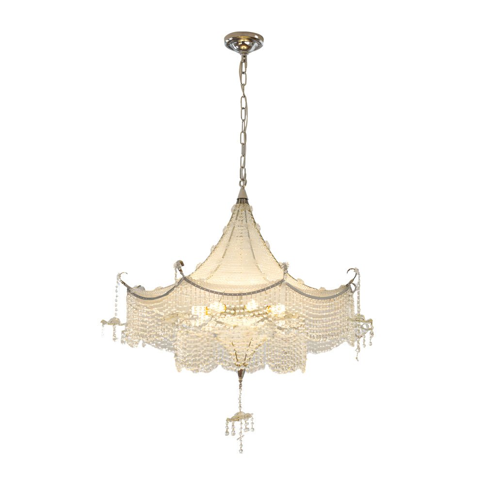 Elegant Pagoda Crystal Chandelier with LED 3-Step Dimming