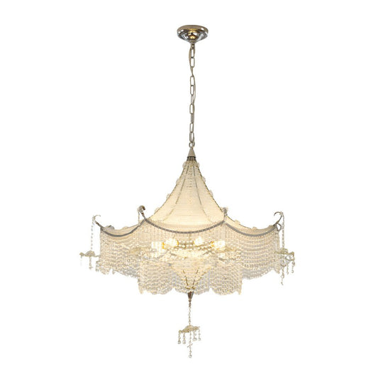 Elegant Pagoda Crystal Chandelier with LED 3-Step Dimming