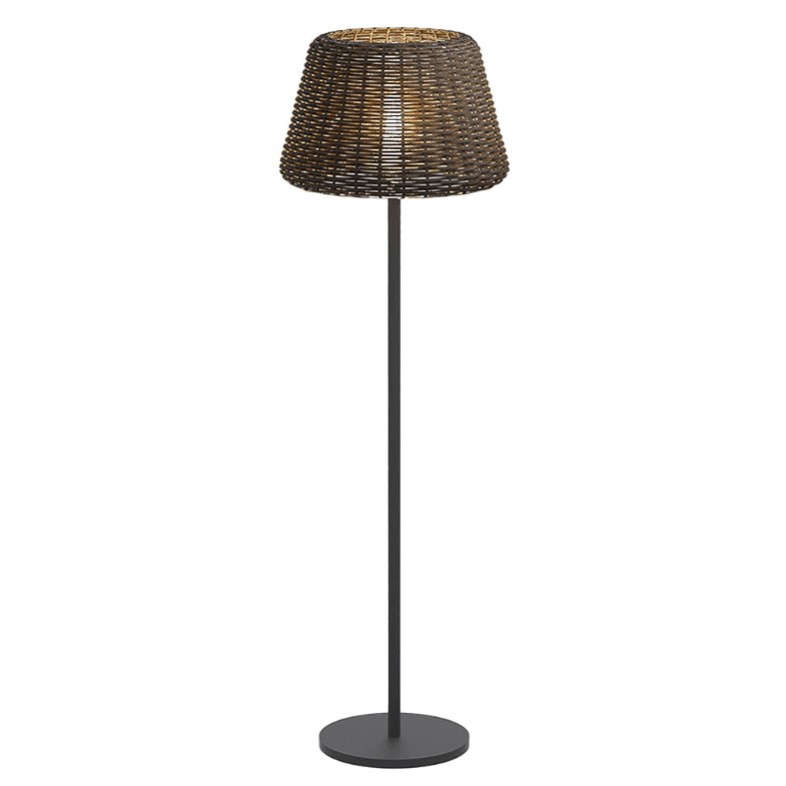 Elegant Rattan Shade LED Outdoor Floor Lamp