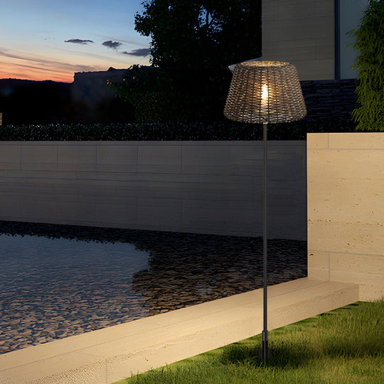 Elegant Rattan Shade LED Outdoor Floor Lamp
