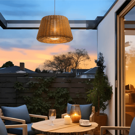 Elegant Rattan Shade LED Outdoor Floor Lamp
