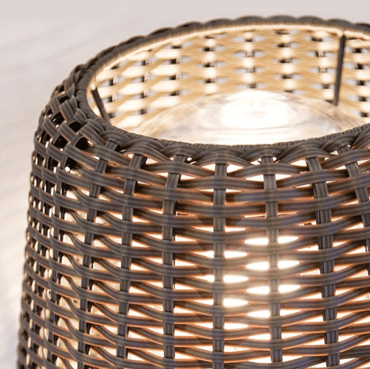 Elegant Rattan Shade LED Outdoor Floor Lamp