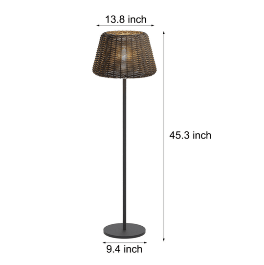 Elegant Rattan Shade LED Outdoor Floor Lamp