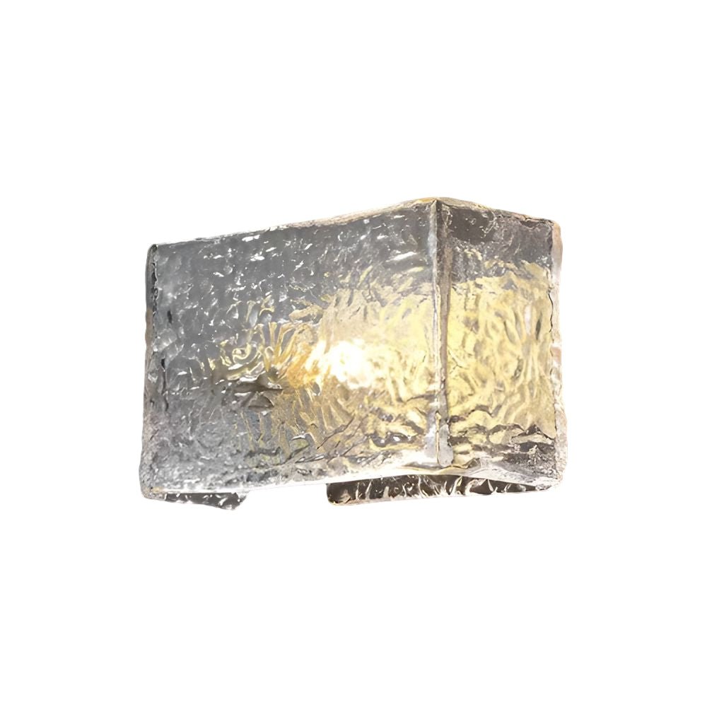 Elegant Rectangular Ripple Glass Bedside Wall Lamp – Modern Brass Fixture