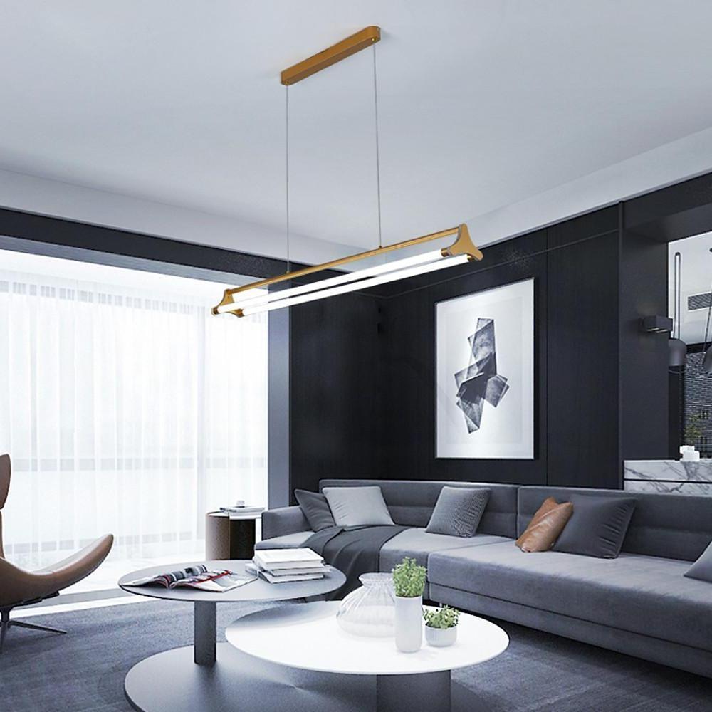 Double LED Bar Lights Gold Metal Dimmable Pendant Light