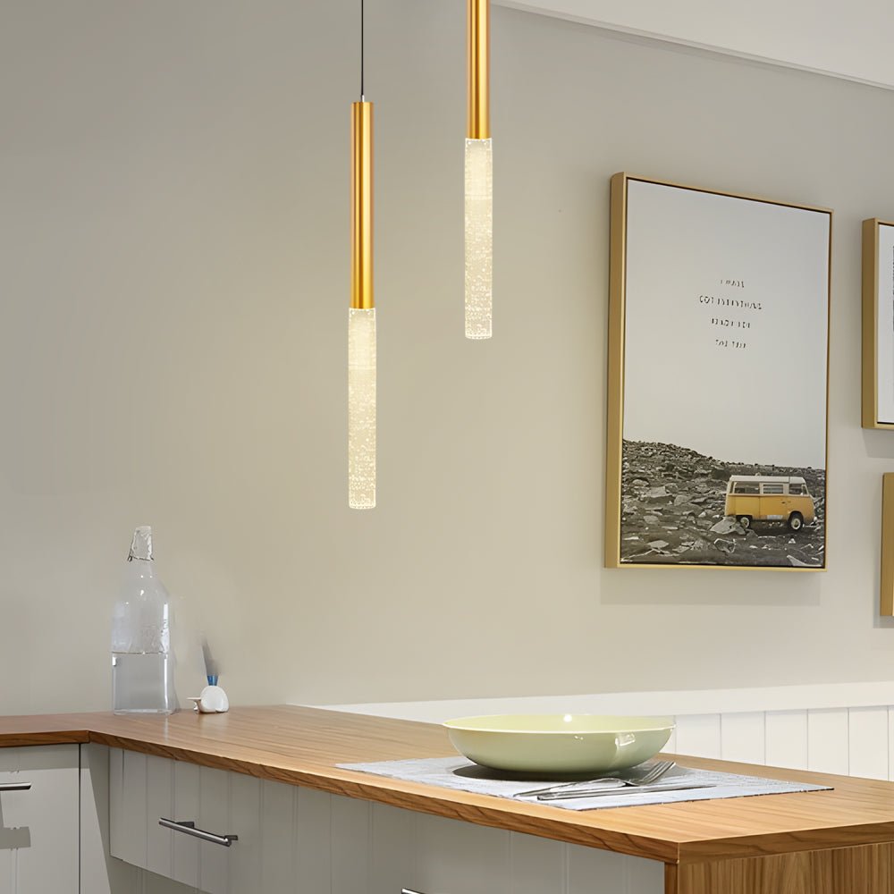 Elongated Cylinder Bubbles Shade 3 Step Dimming Modern Pendant Light