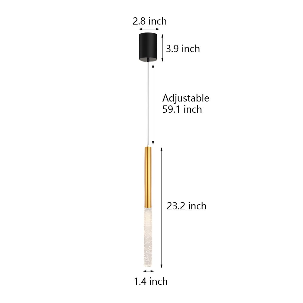 Elongated Cylinder Bubbles Shade 3 Step Dimming Modern Pendant Light