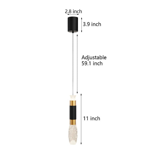 Elongated Cylindrical Aluminum 3 Step Dimming Modern LED Pendant Light – Black & Gold