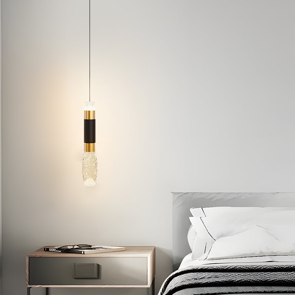 Elongated Cylindrical Aluminum 3 Step Dimming Modern LED Pendant Light – Black & Gold