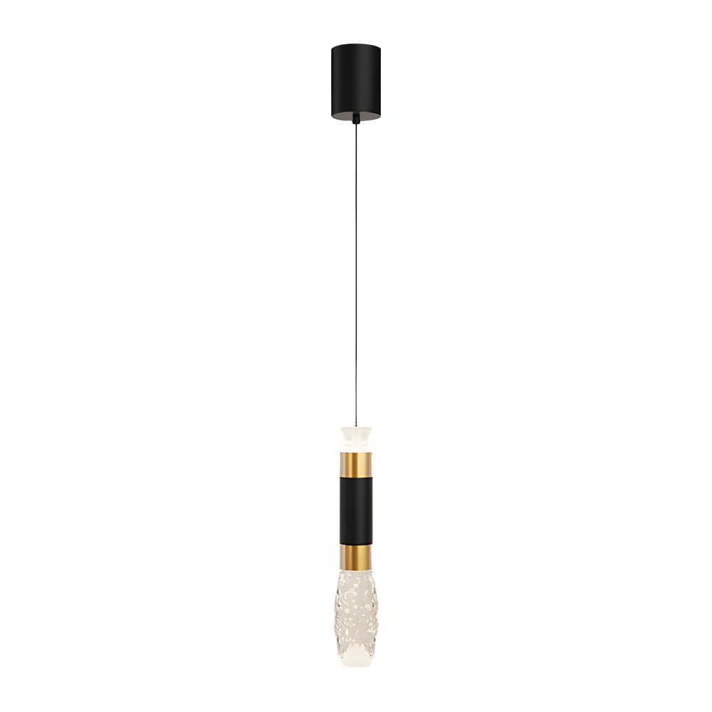 Elongated Cylindrical Aluminum 3 Step Dimming Modern LED Pendant Light – Black & Gold