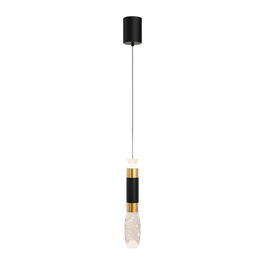 Elongated Cylindrical Aluminum 3 Step Dimming Modern LED Pendant Light – Black & Gold