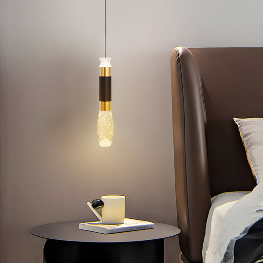 Elongated Cylindrical Aluminum 3 Step Dimming Modern LED Pendant Light – Black & Gold
