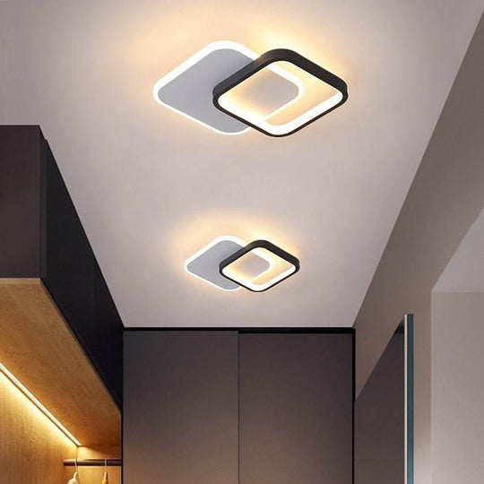 2 Square Acrylic Reflective Design LED Ceiling Light – Flush Mount