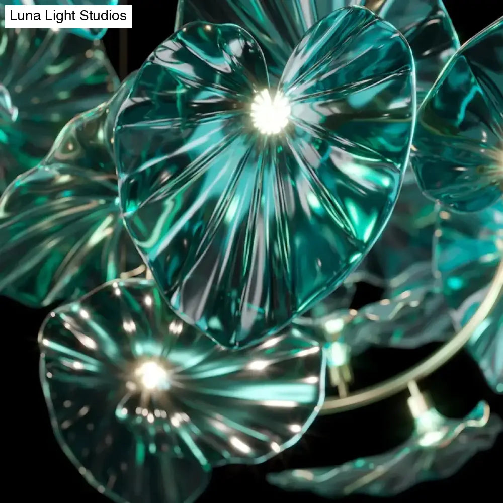 Green Glass Leaf Chandelier – Artistic Luxury Pendant
