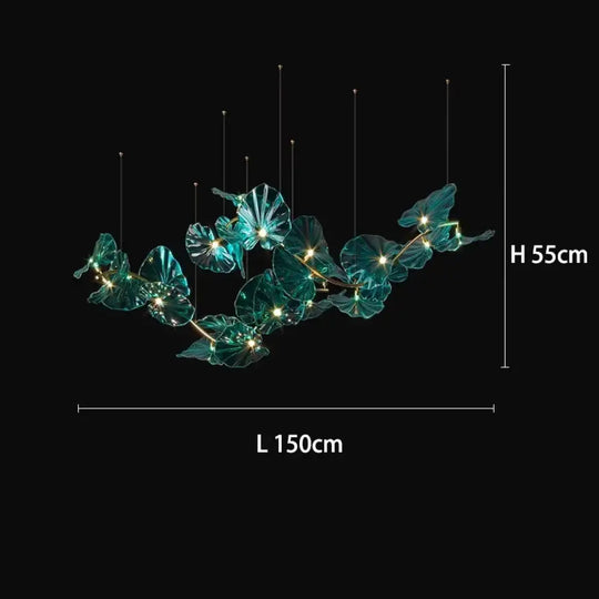 Green Glass Leaf Chandelier – Artistic Luxury Pendant