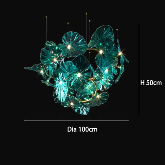 Green Glass Leaf Chandelier – Artistic Luxury Pendant