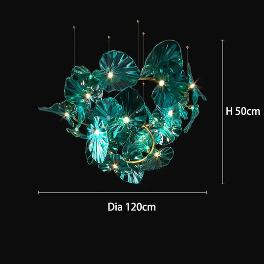 Green Glass Leaf Chandelier – Artistic Luxury Pendant