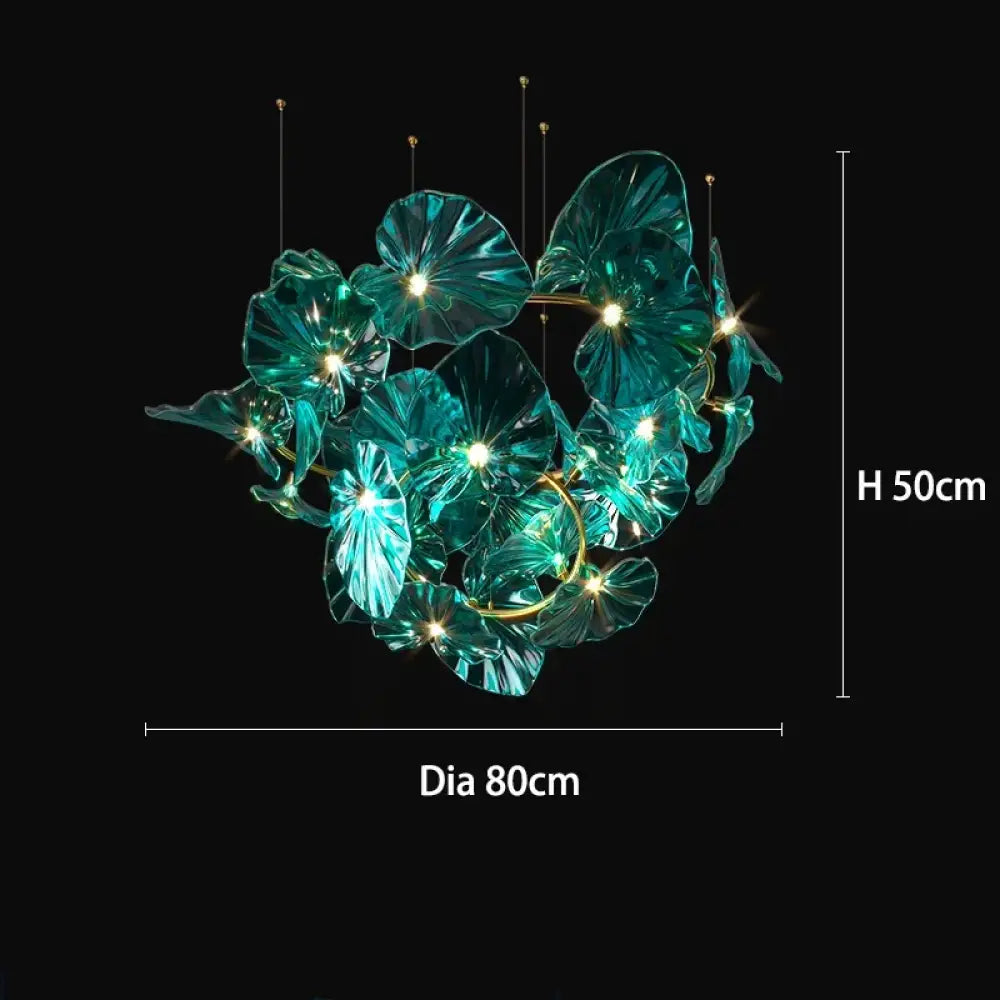 Green Glass Leaf Chandelier – Artistic Luxury Pendant