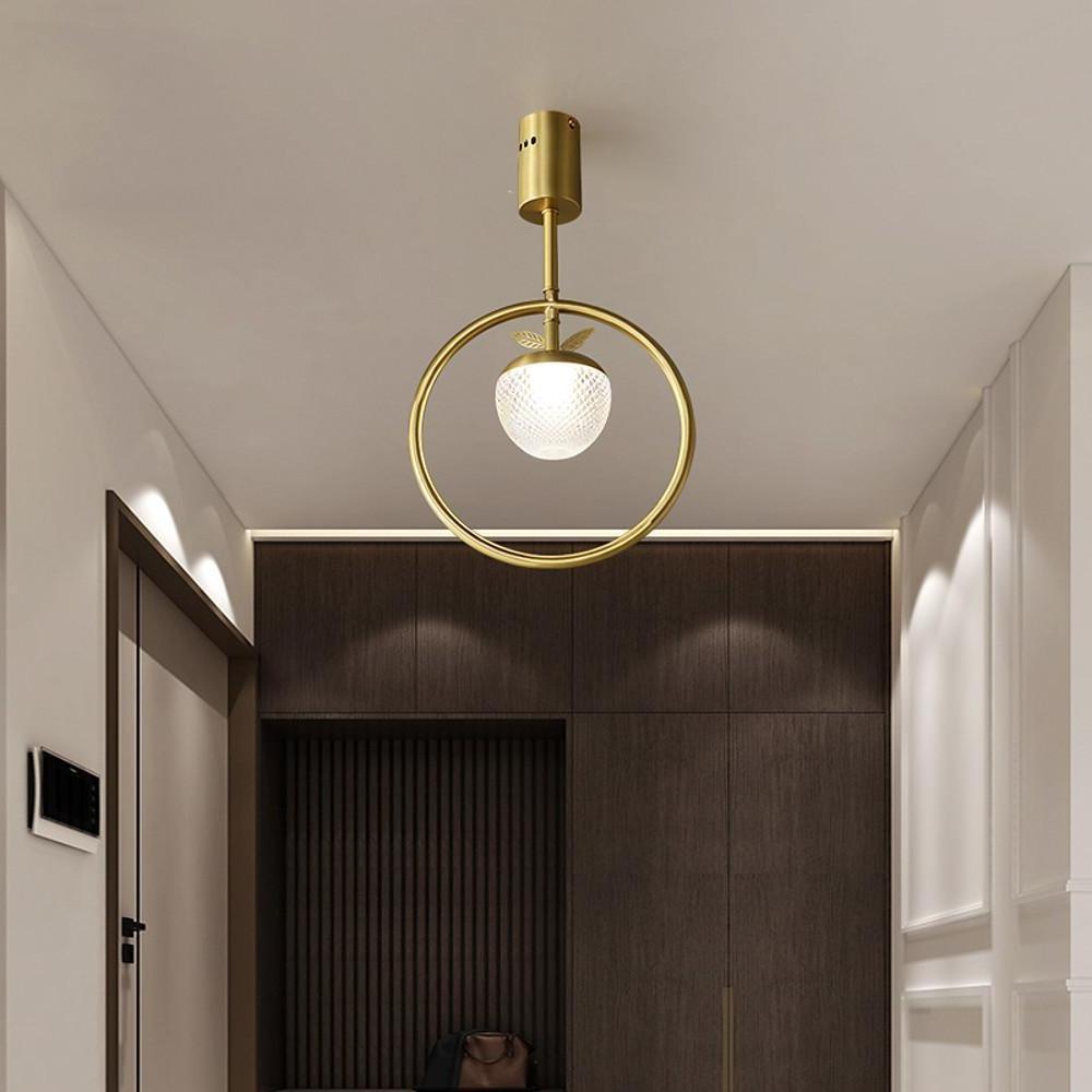 Circle LED Gold Flush Mount Ceiling Light – Modern Nordic Acrylic & Copper Design